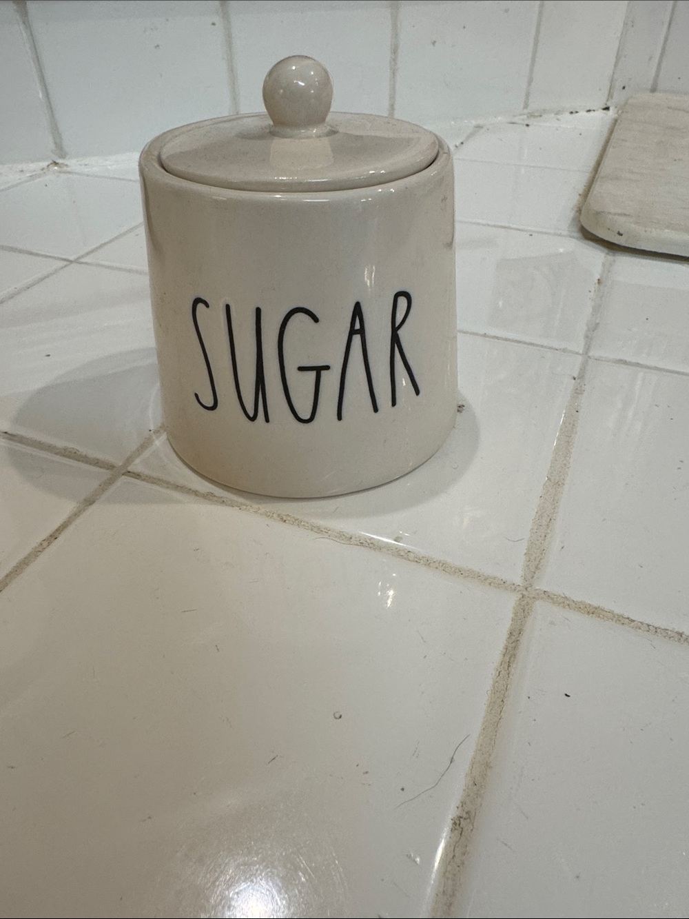 Rae Dunn Cream Ceramic 'SUGAR' Canister with Lid